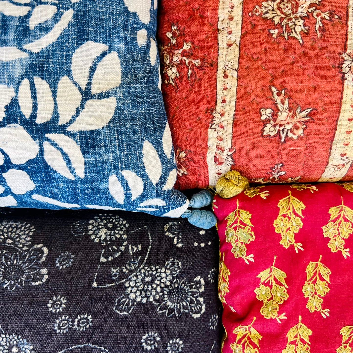 19th Century Indigo Quilted Lavender Pillow - L