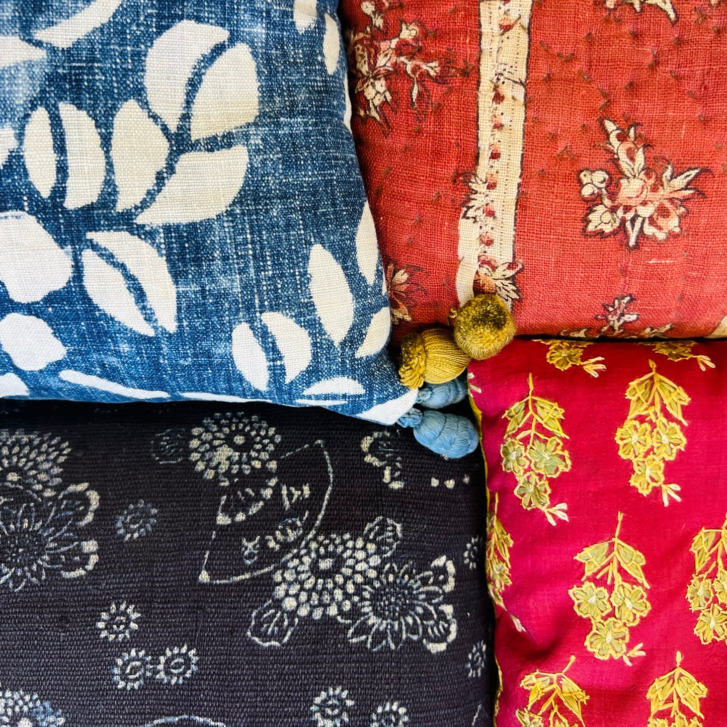 19th Century Indigo Quilted Lavender Pillow - L