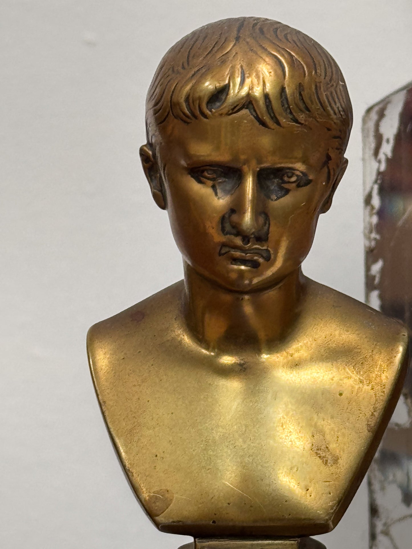 A Mid 19th Century Brass Bust of Augustus Caesar
