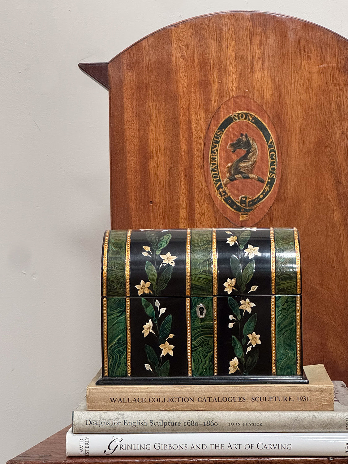 A C19th Faux Malachite Tea Caddy