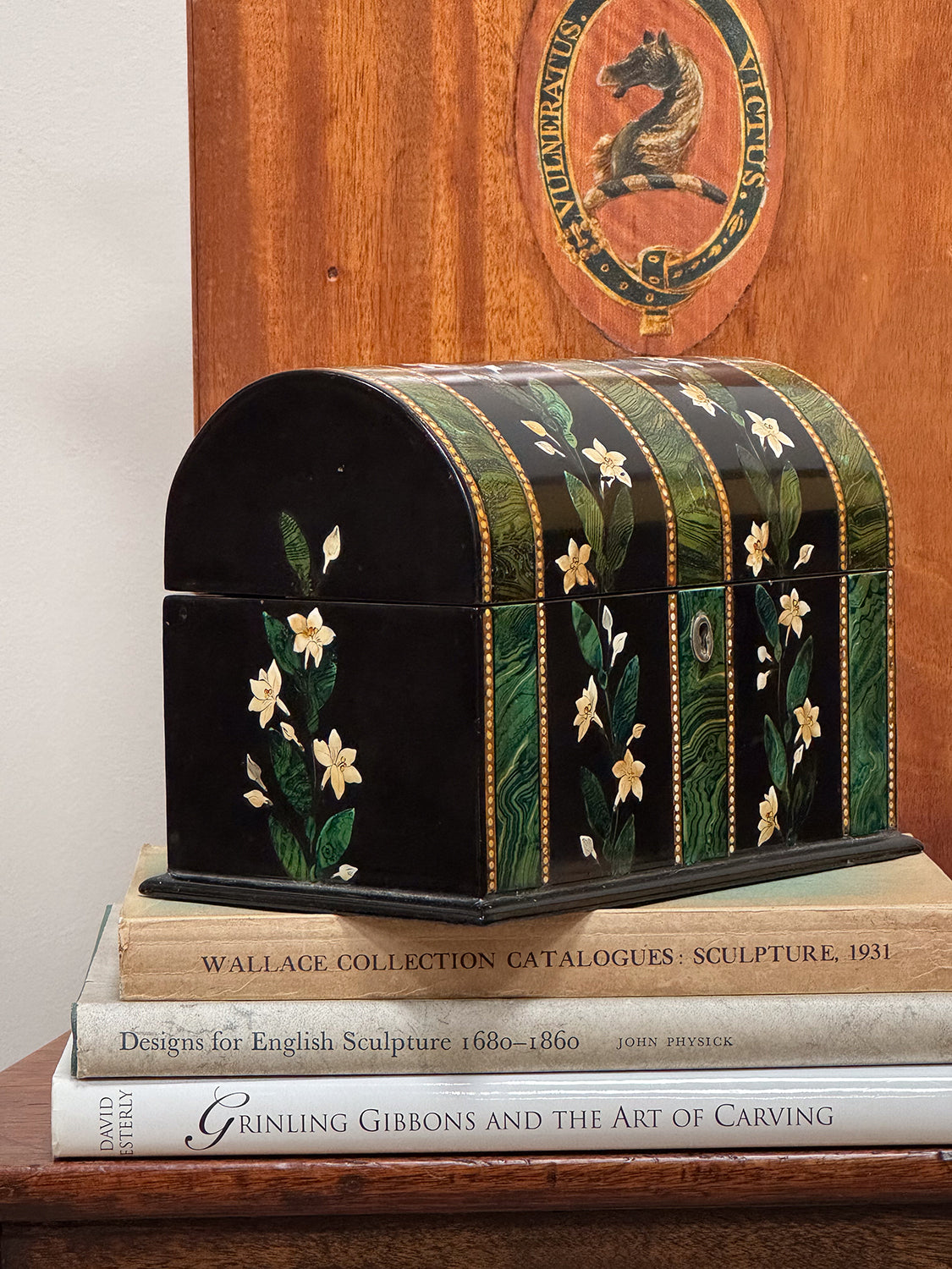 A C19th Faux Malachite Tea Caddy