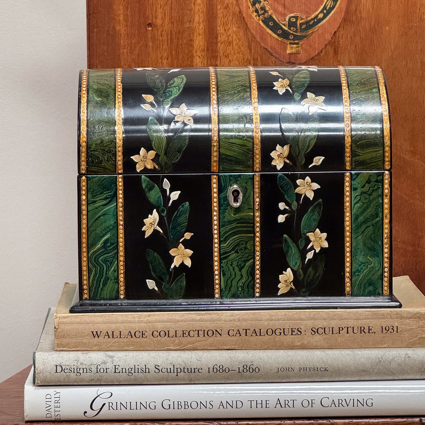 A C19th Faux Malachite Tea Caddy