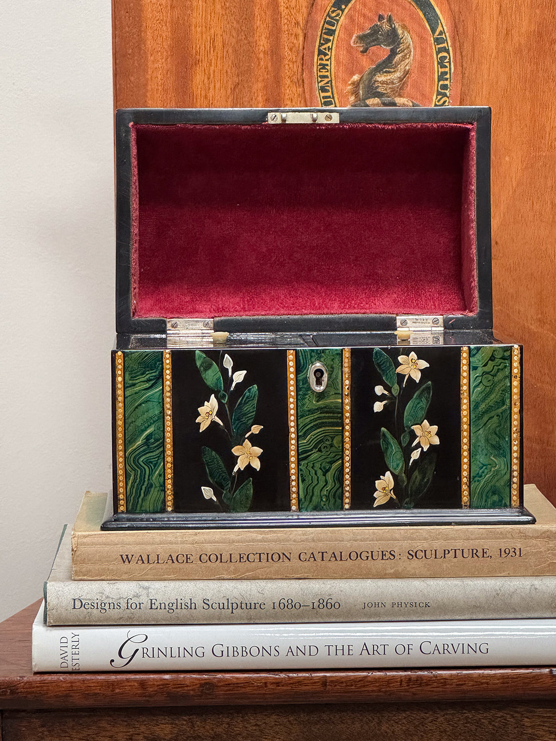 A C19th Faux Malachite Tea Caddy