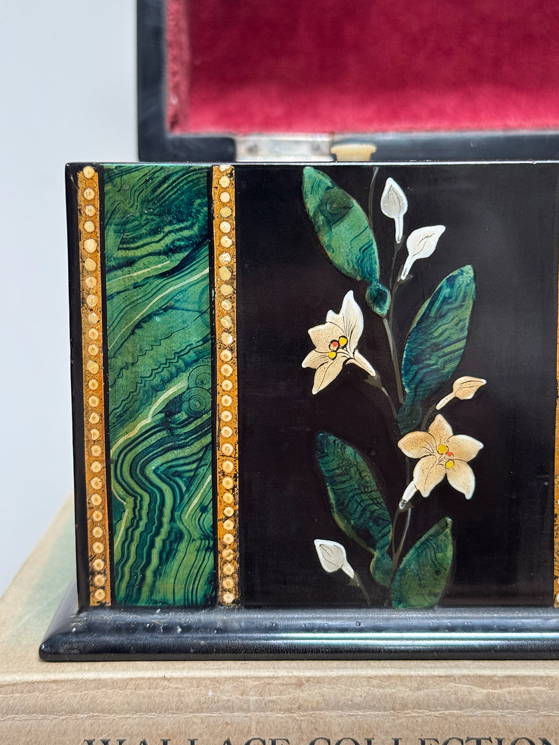 A C19th Faux Malachite Tea Caddy