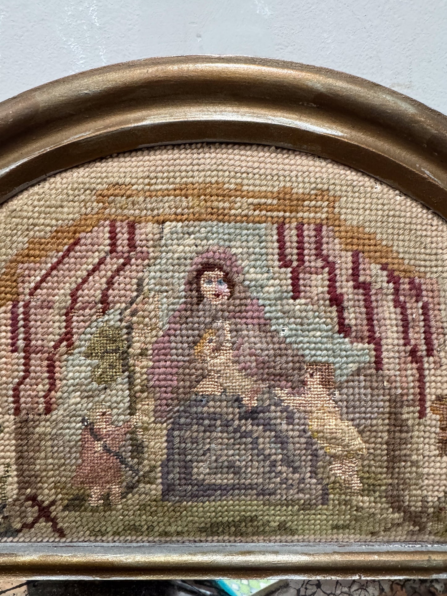 An 18th Century Needlepoint Cushion Mirror