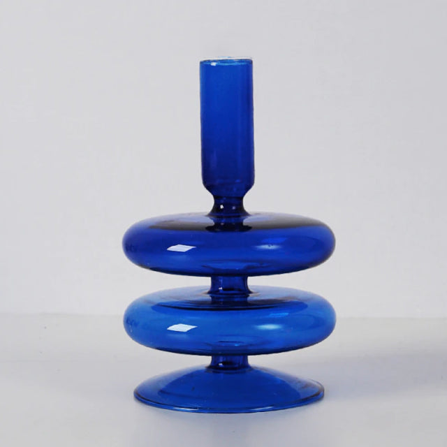 Cobolt Glass Candlestick Holder