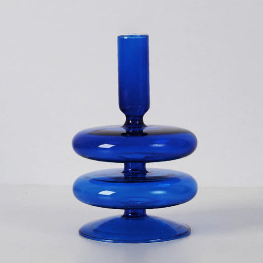 Cobolt Glass Candlestick Holder