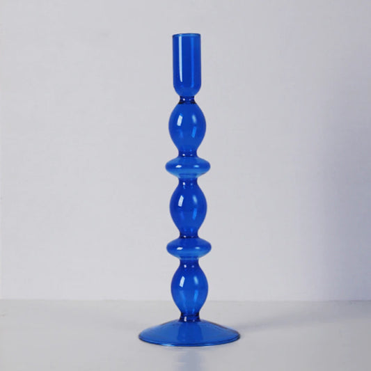 Cobalt Glass Candlestick Holder