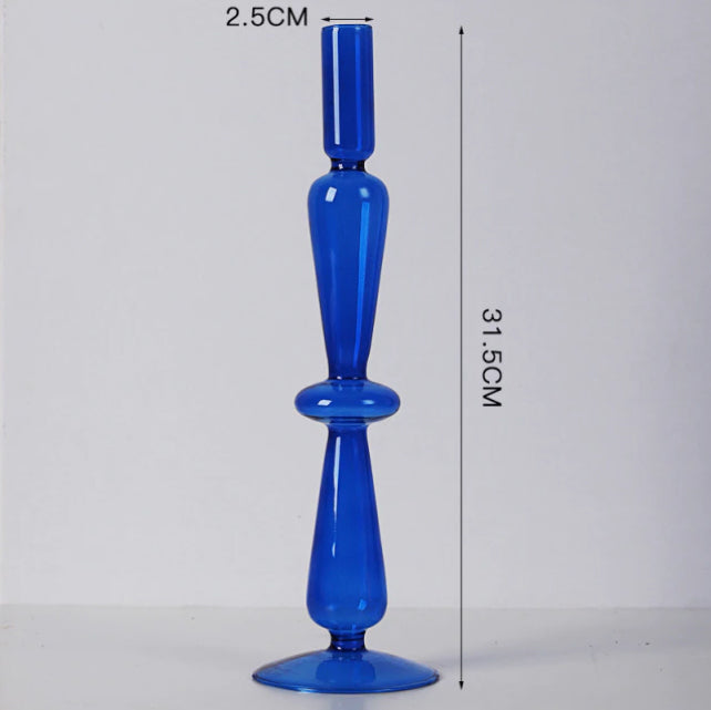 Cobalt Glass Candlestick Holder