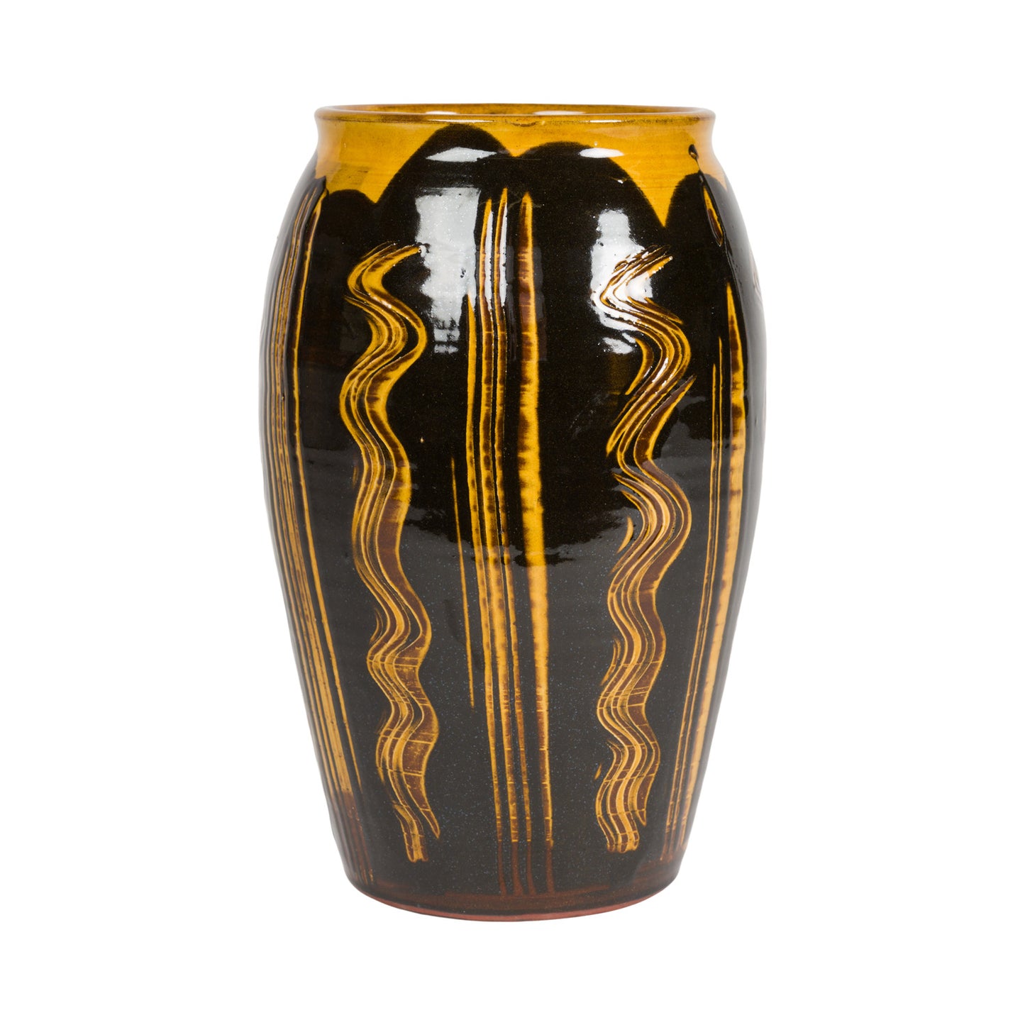 Slipware Vase - Black/Amber