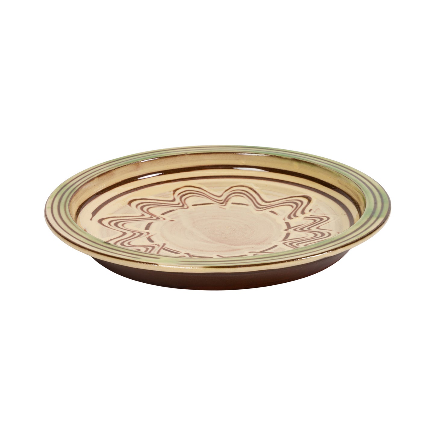 Slipware Side Plate - Green/Cream