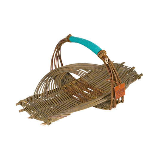Willow Flower Basket with Turquoise Handle