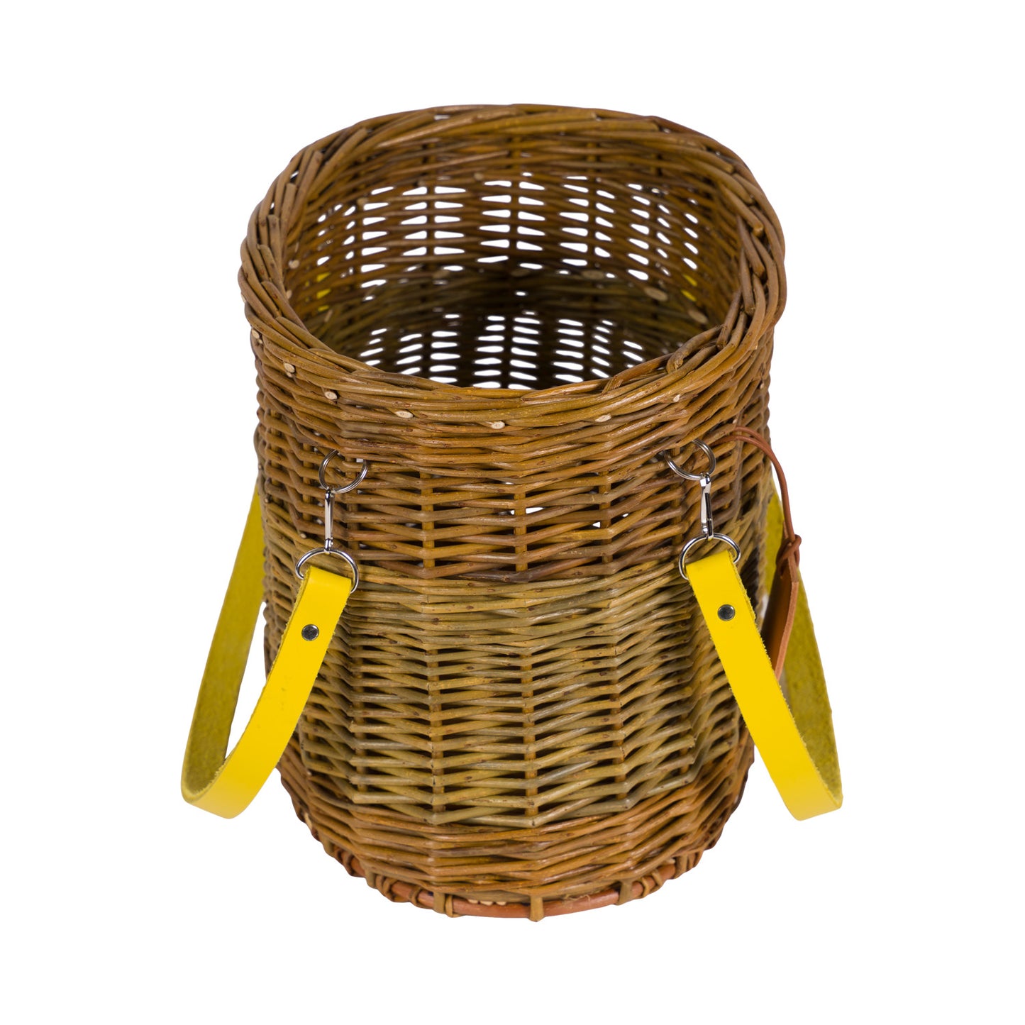 Willow Basket With Yellow Leather Handles