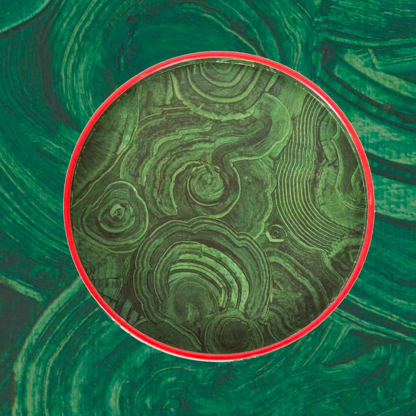 Medium Malachite Tray with Atomic Red Border