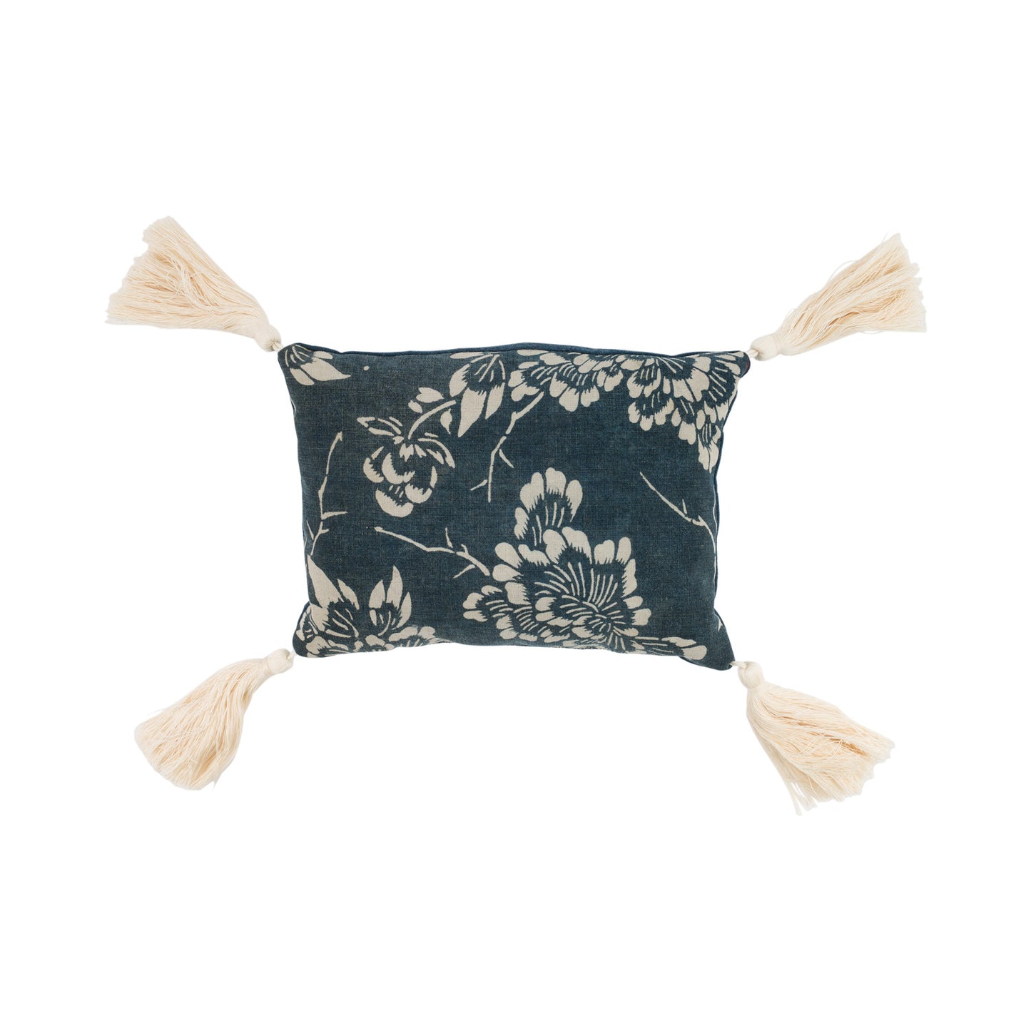 19th Century Japanese Indigo Lavender Pillow - L