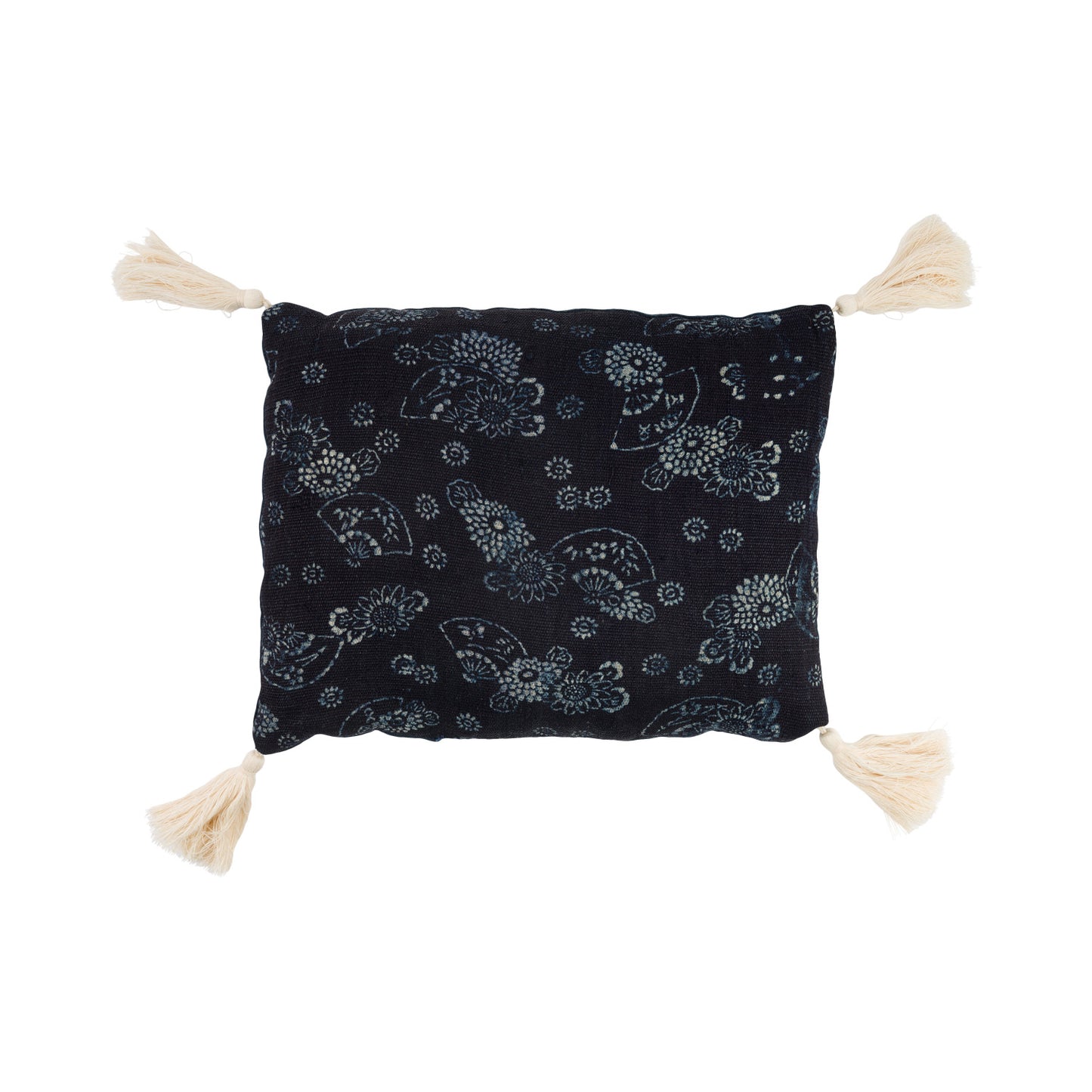 19th Century Indigo Japanese Blockprint Lavender Pillow- XXL