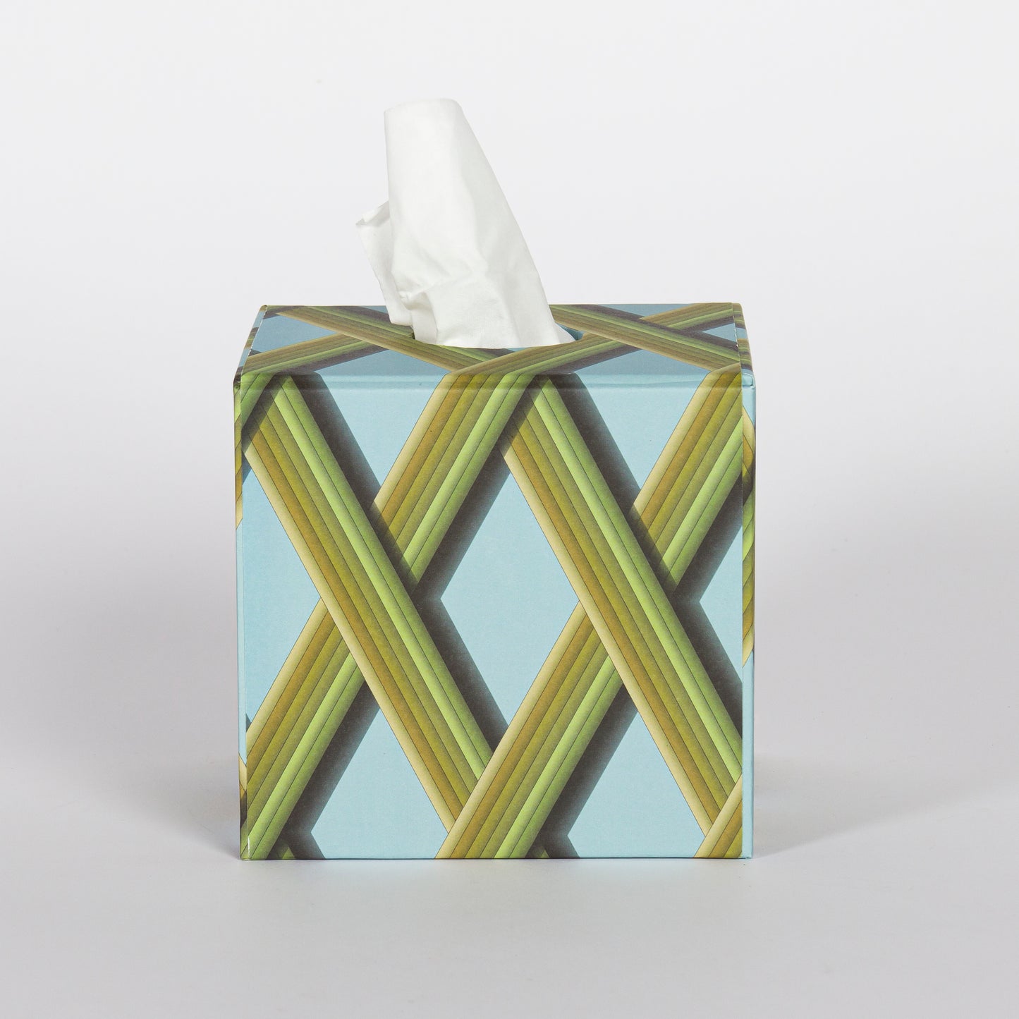 Tissue Box - Sky Blue Trellis Work