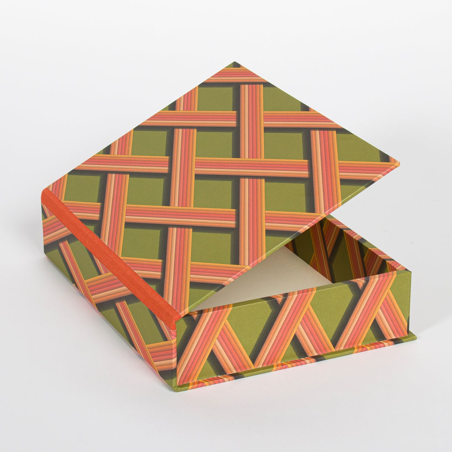 A4 Boxfile - Bright Olive Trellis Work