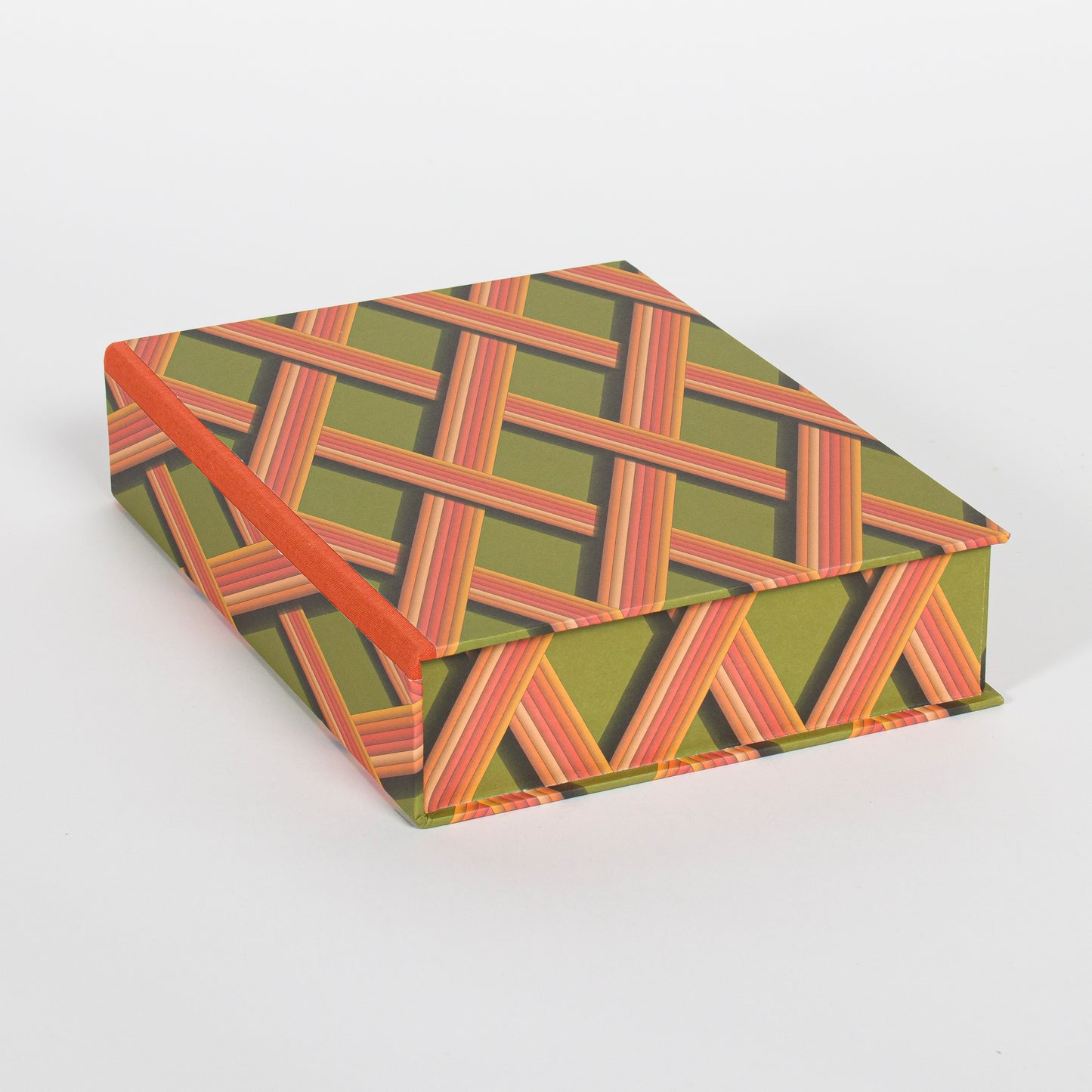A4 Boxfile - Bright Olive Trellis Work