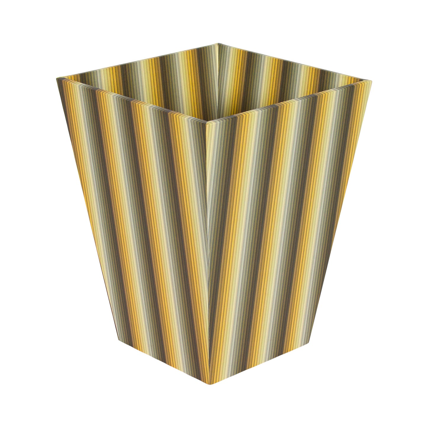 Waste Paper Bin - Undulating Stripes in Yellow