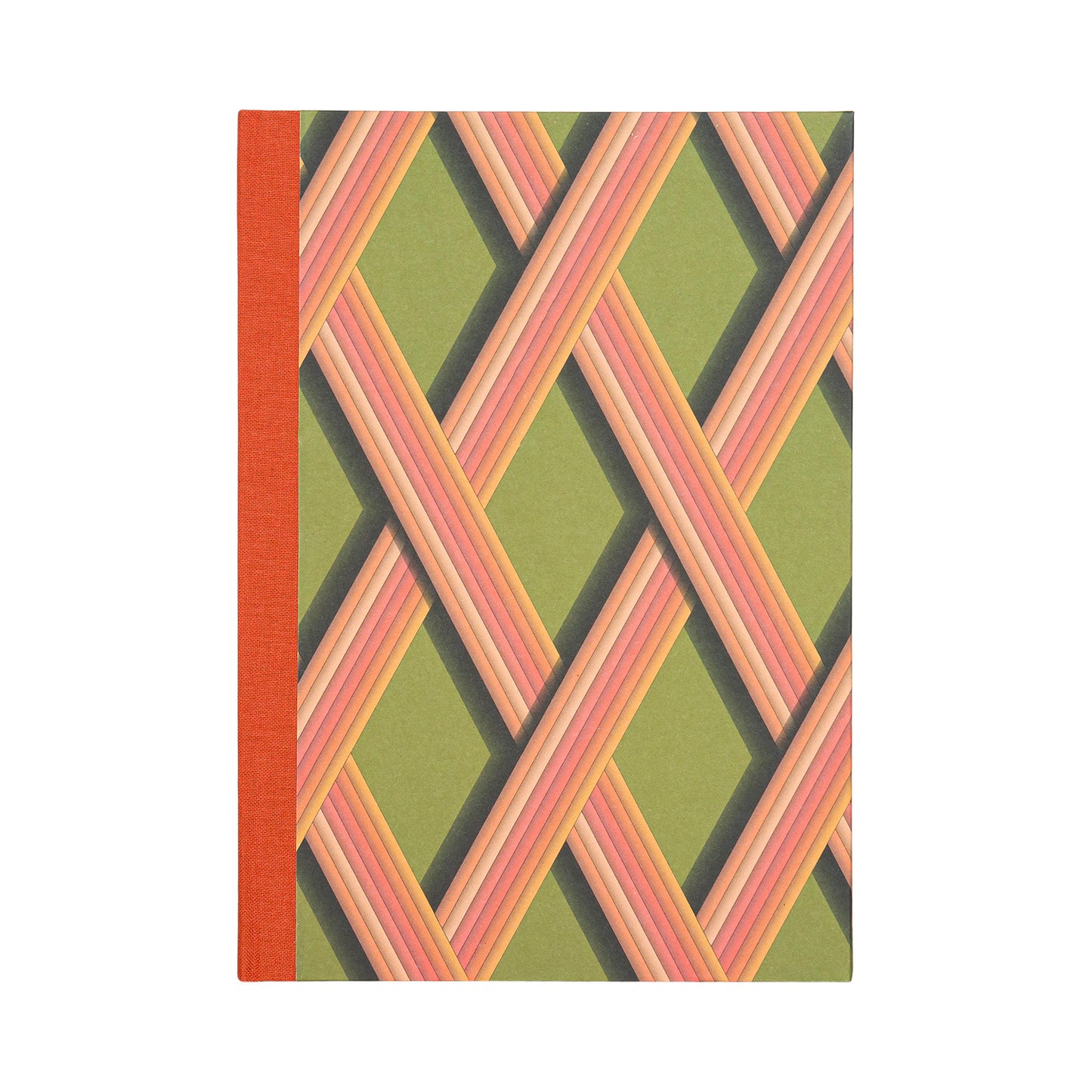 A5 Hardcover Notebook - Bright Olive Trellis Work