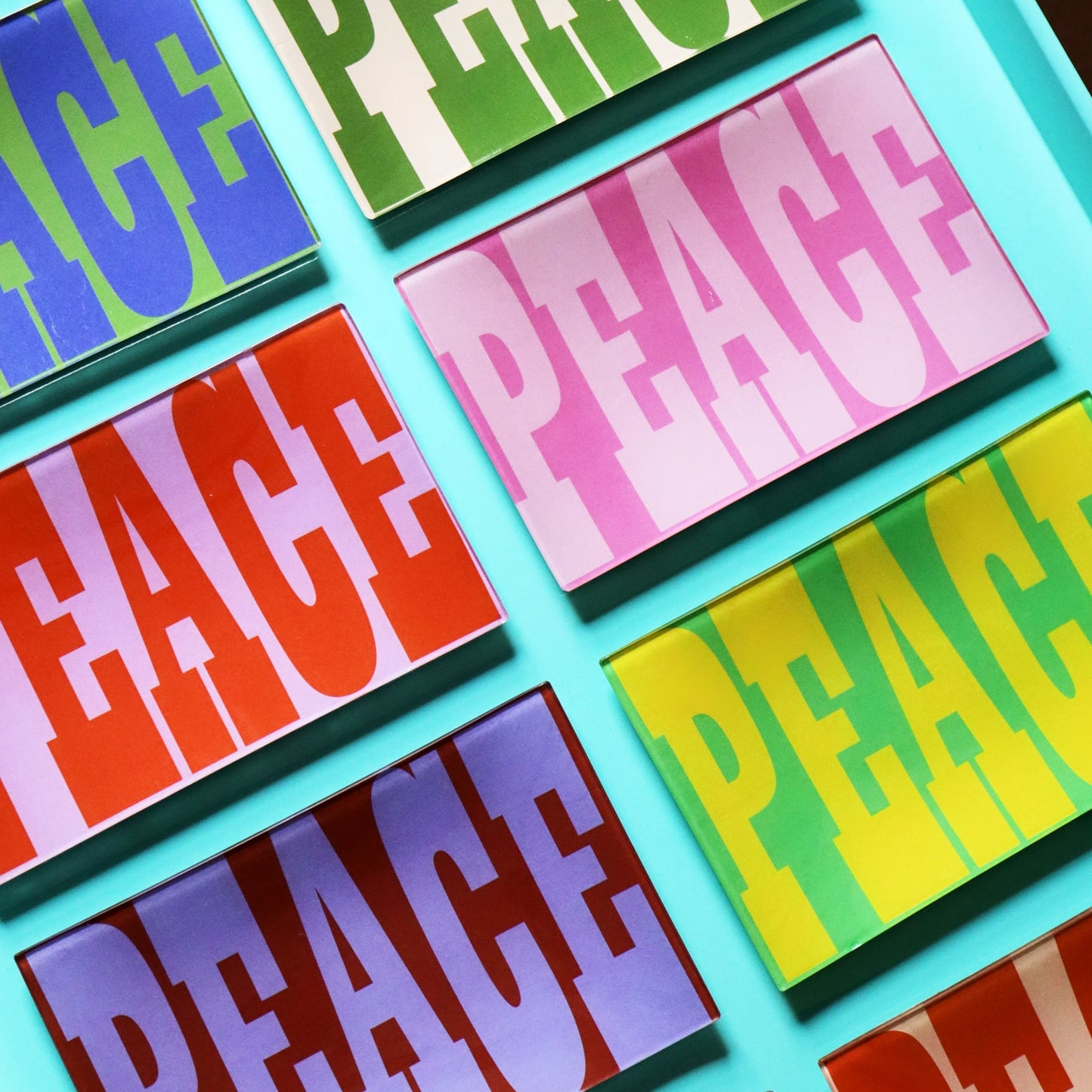 5" x 8" Peace Decoupage Tray - Peach & Olive Green