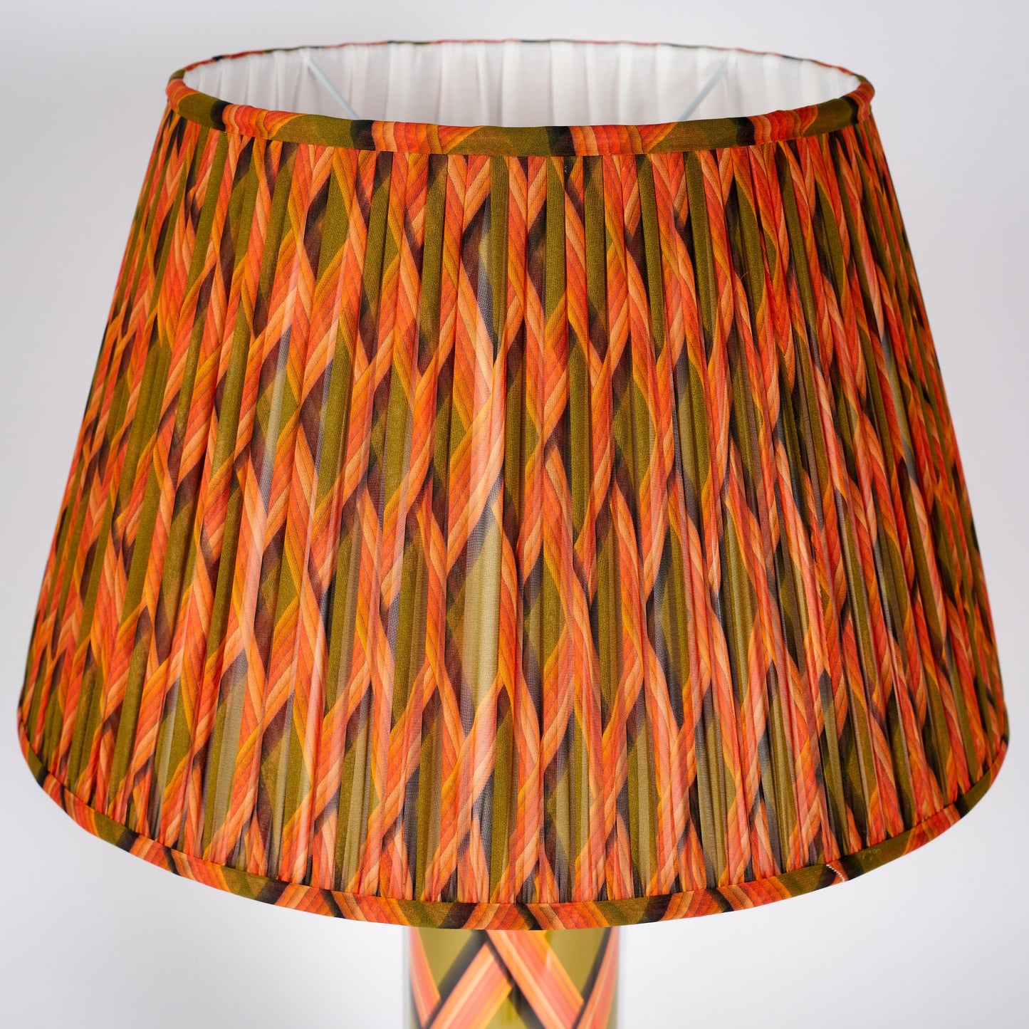Trellis Work - Bright Olive Glass & Brass Lamp