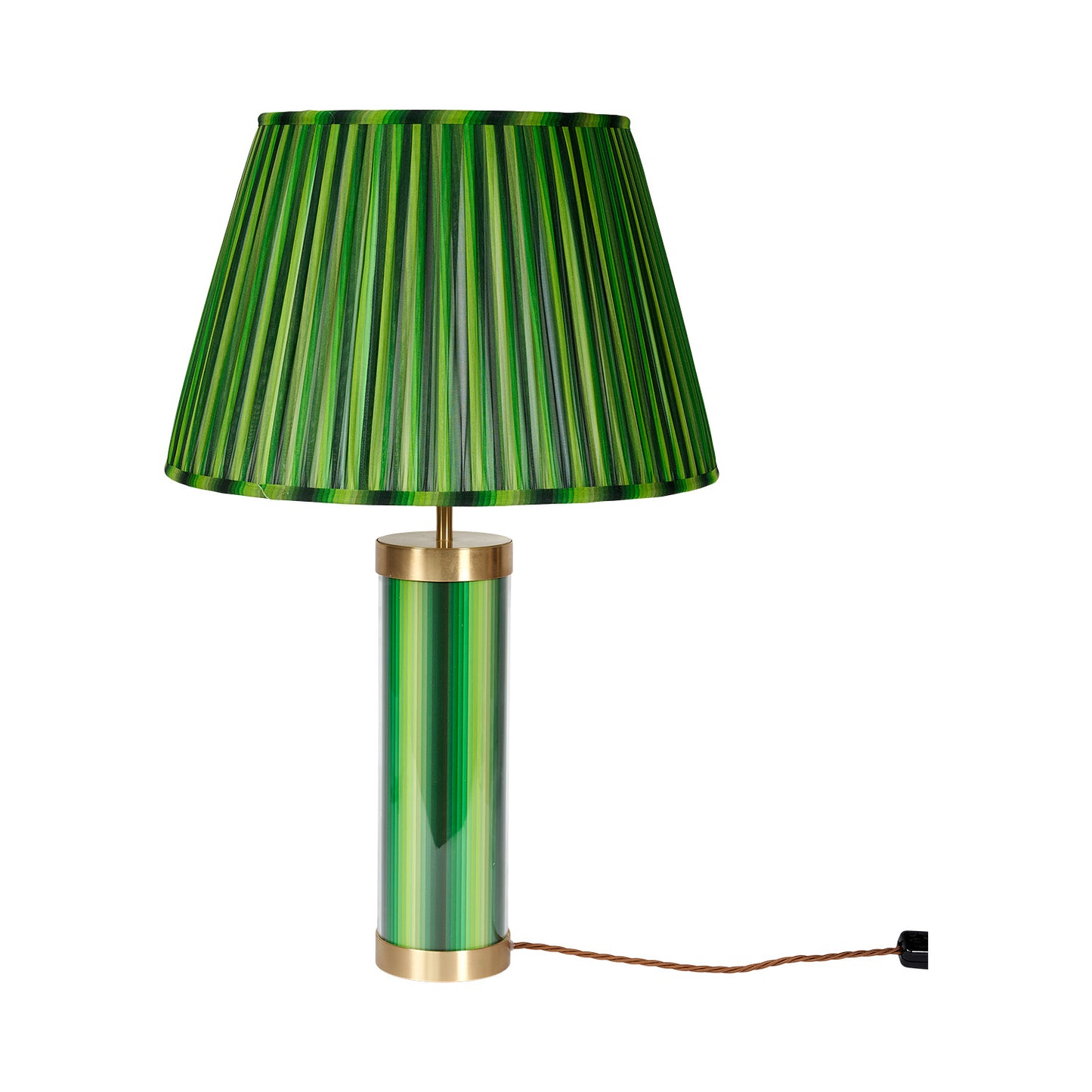 Undulating Stripes - Green Glass & Brass Lamp