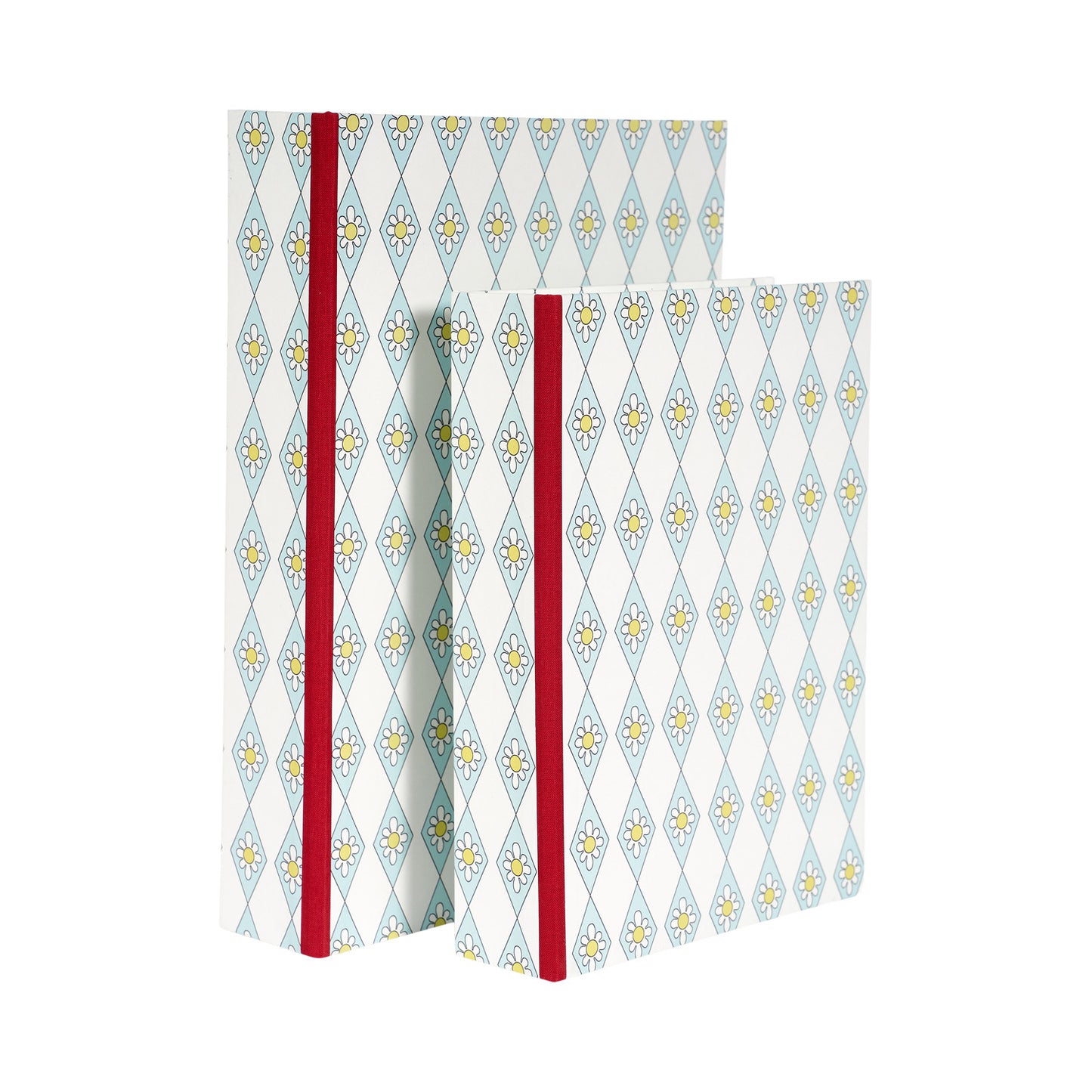 A5 Boxfile - Blue Diamond Daisy - Red