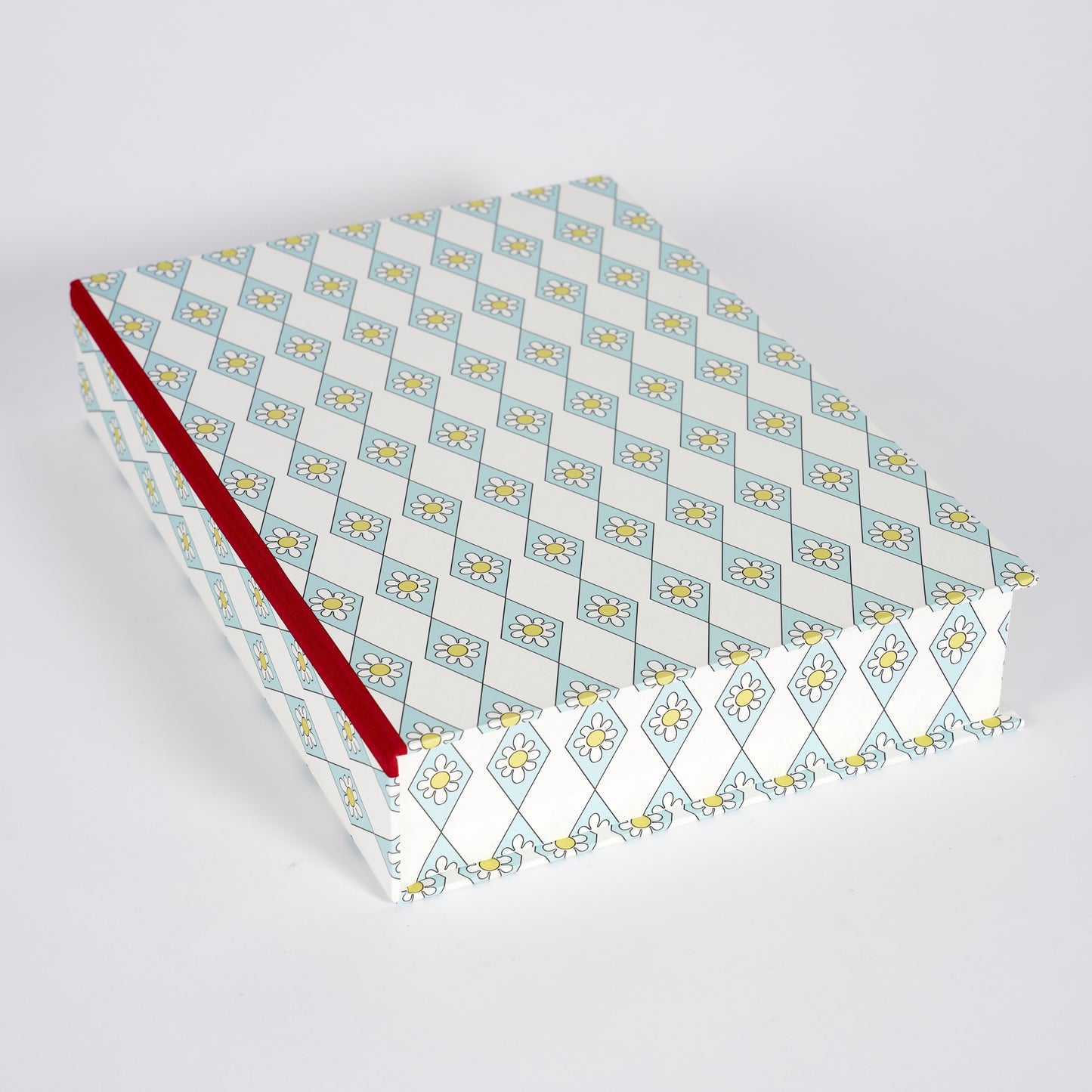 A4 Boxfile - Blue Diamond Daisy - Red