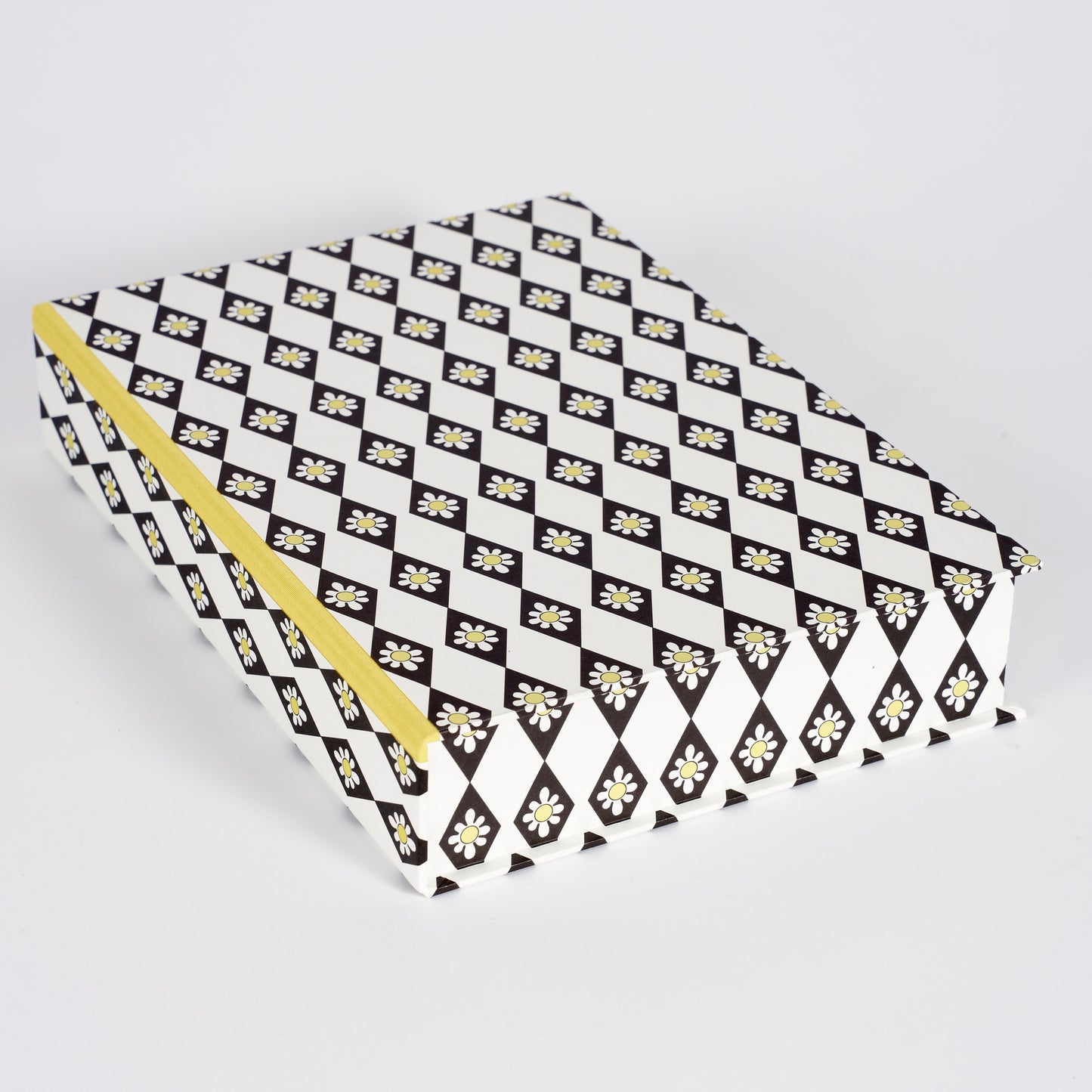 A4 Boxfile - Black Diamond Daisy - Yellow