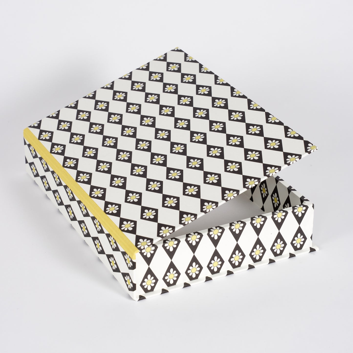 A4 Boxfile - Black Diamond Daisy - Yellow