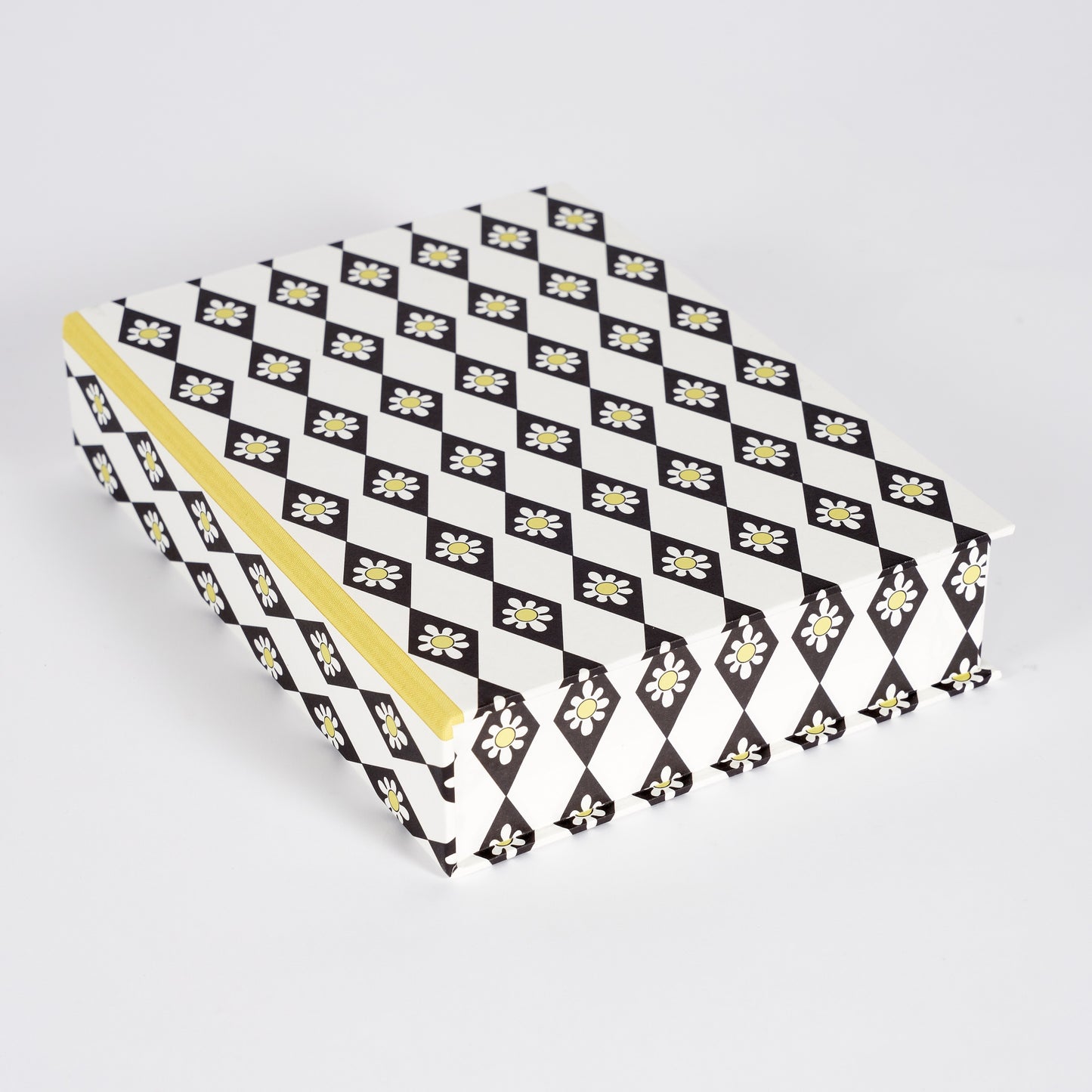 A5 Boxfile - Black Diamond Daisy - Yellow