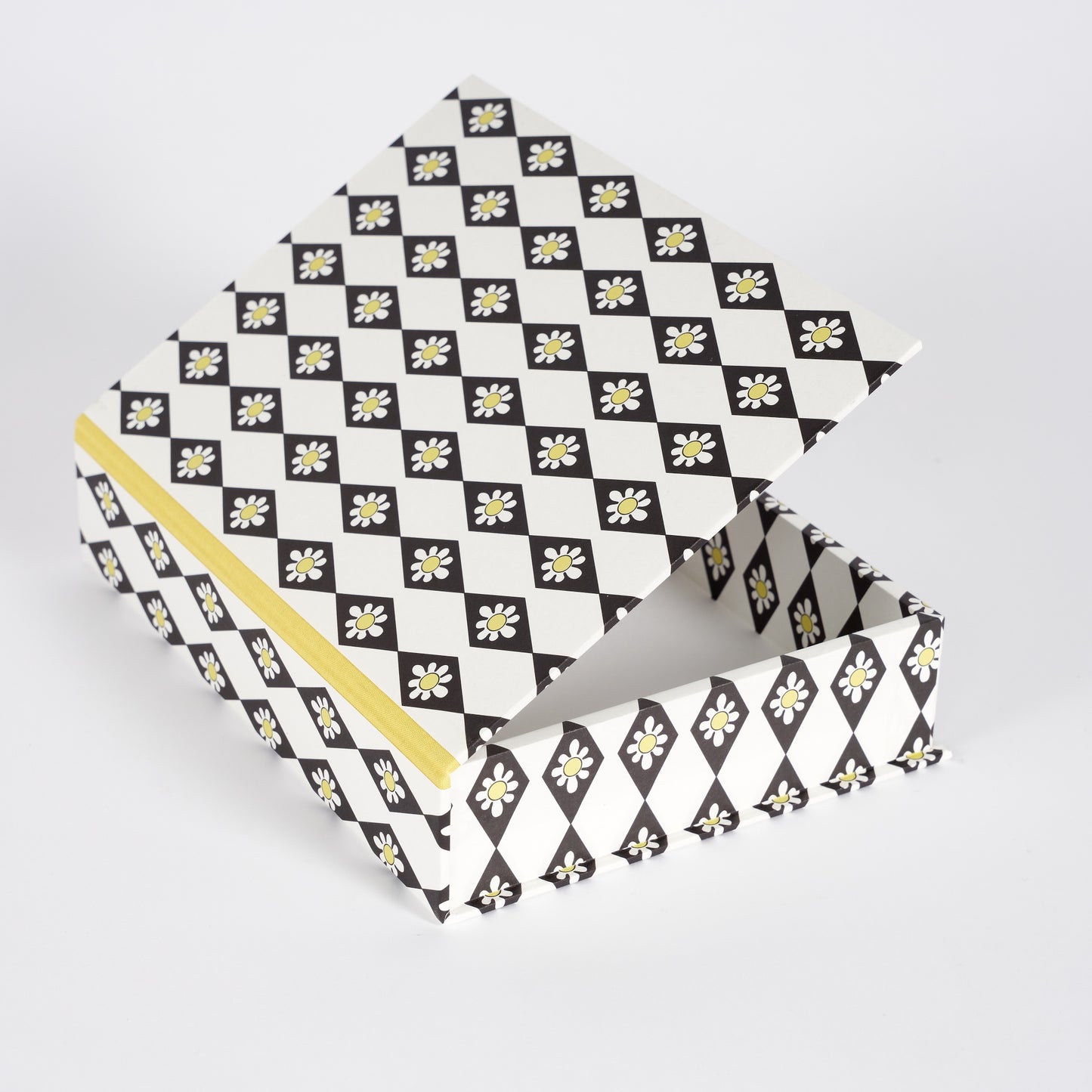 A5 Boxfile - Black Diamond Daisy - Yellow