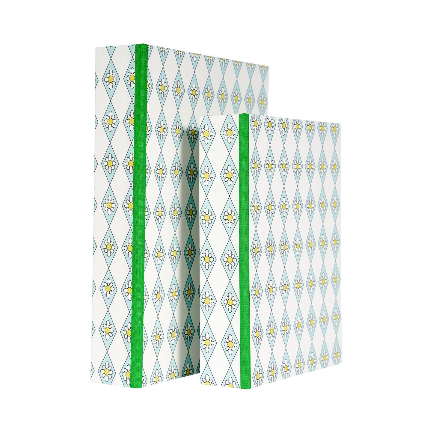 A4 Boxfile - Blue Diamond Daisy - Green Grass