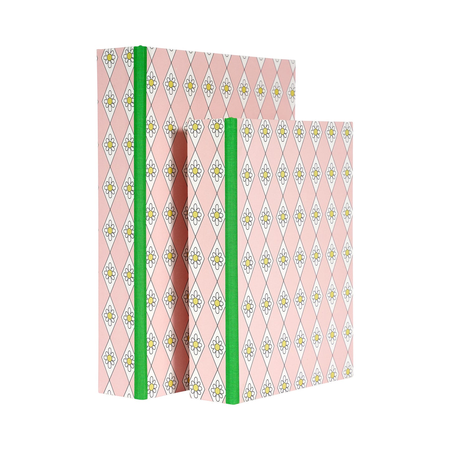 A4 Boxfile - Pink Diamond Daisy - Green Grass