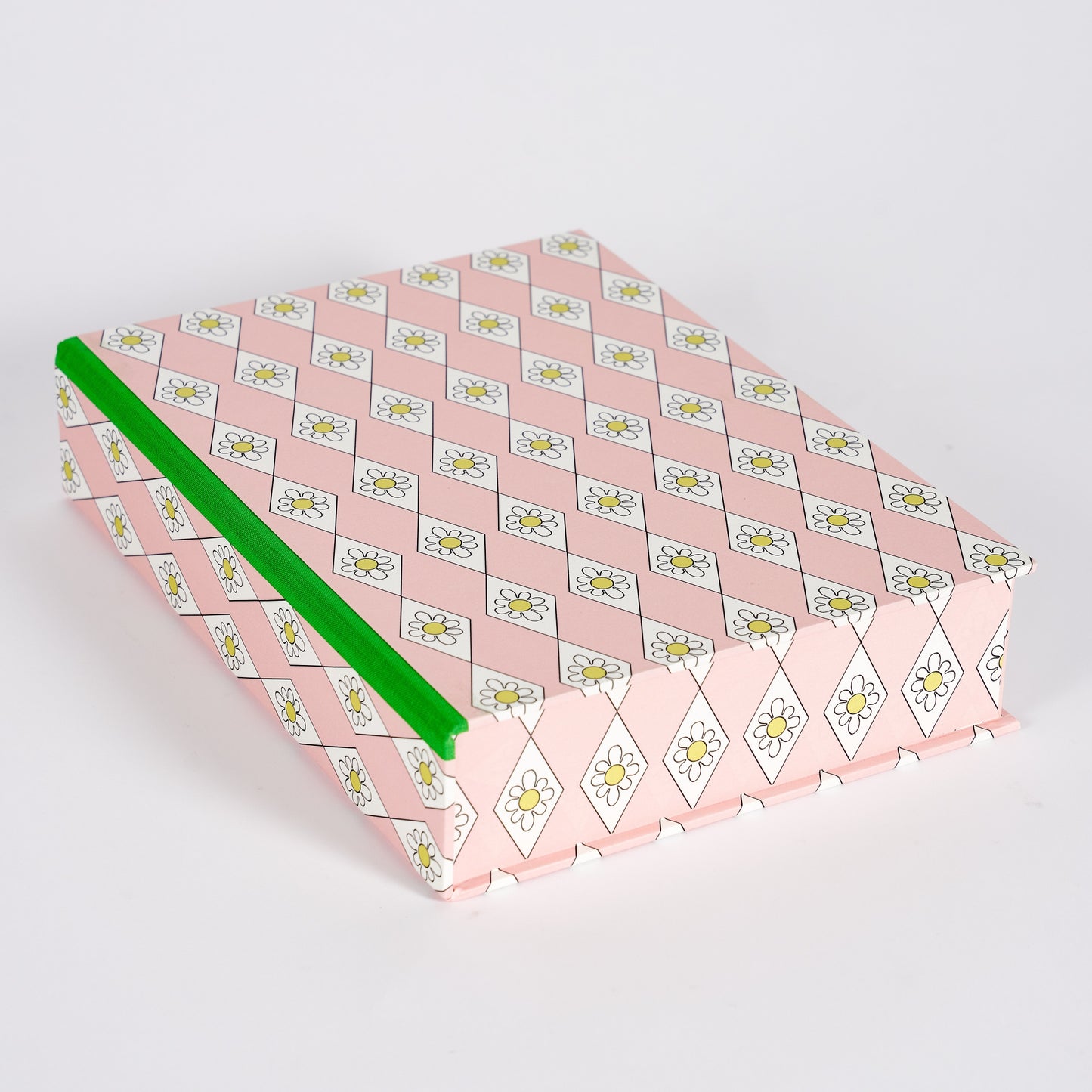 A5 Boxfile - Pink Diamond Daisy - Green Grass