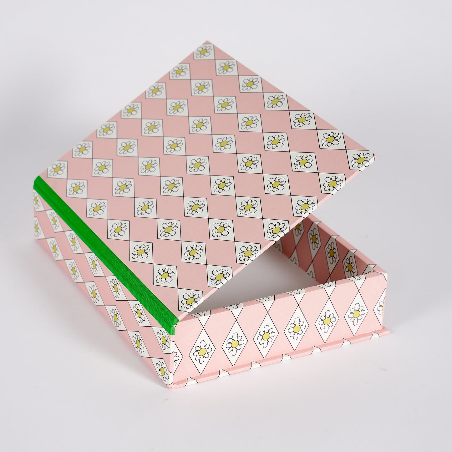 A5 Boxfile - Pink Diamond Daisy - Green Grass