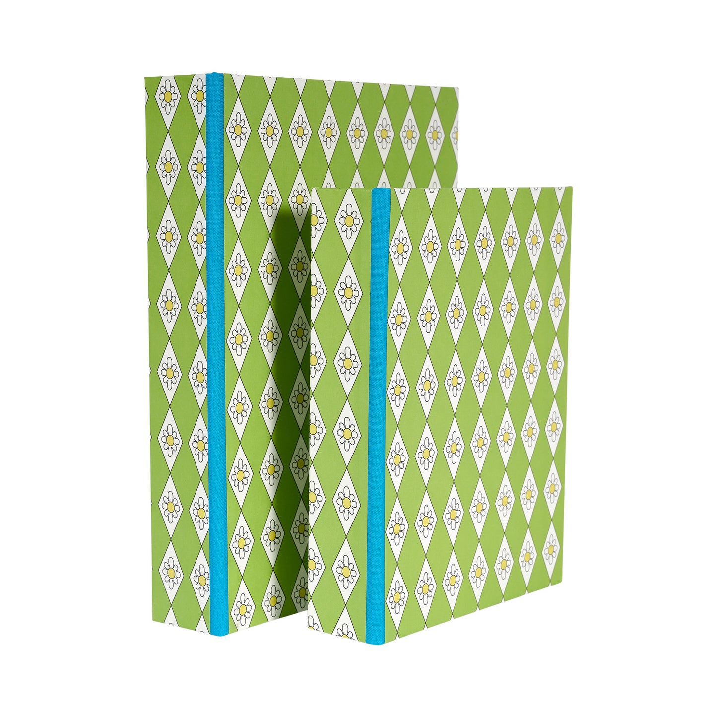 A5 Boxfile - Green Diamond Daisy - Blue