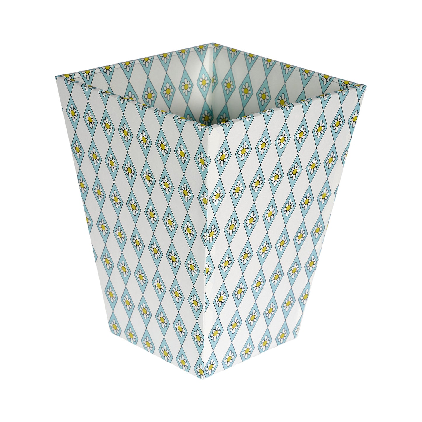 Waste Paper Bin - Blue Diamond Daisy