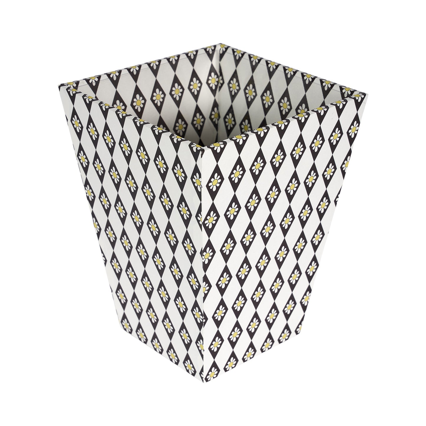 Waste Paper Bin - Black Diamond Daisy