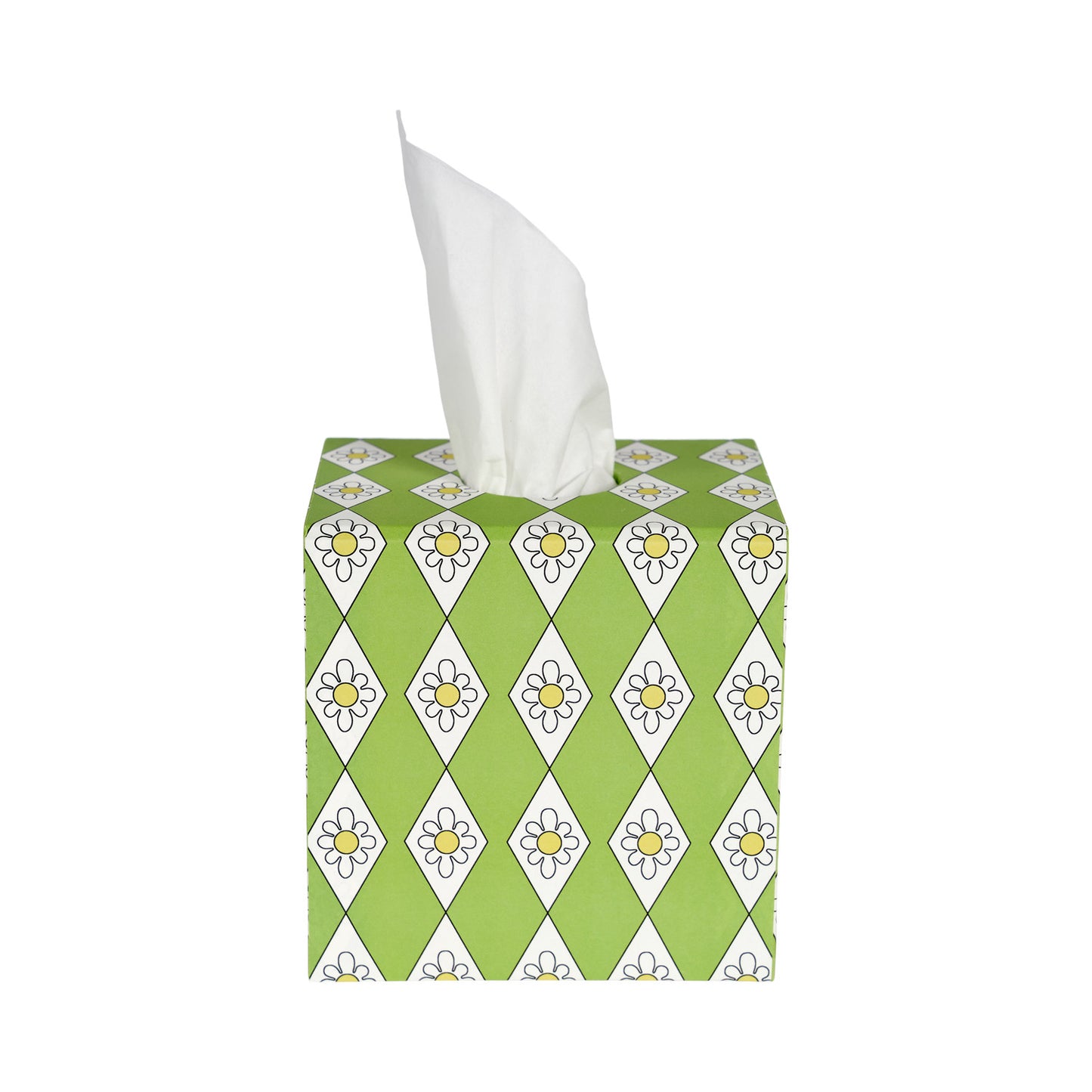 Tissue Box - Green Diamond Daisy