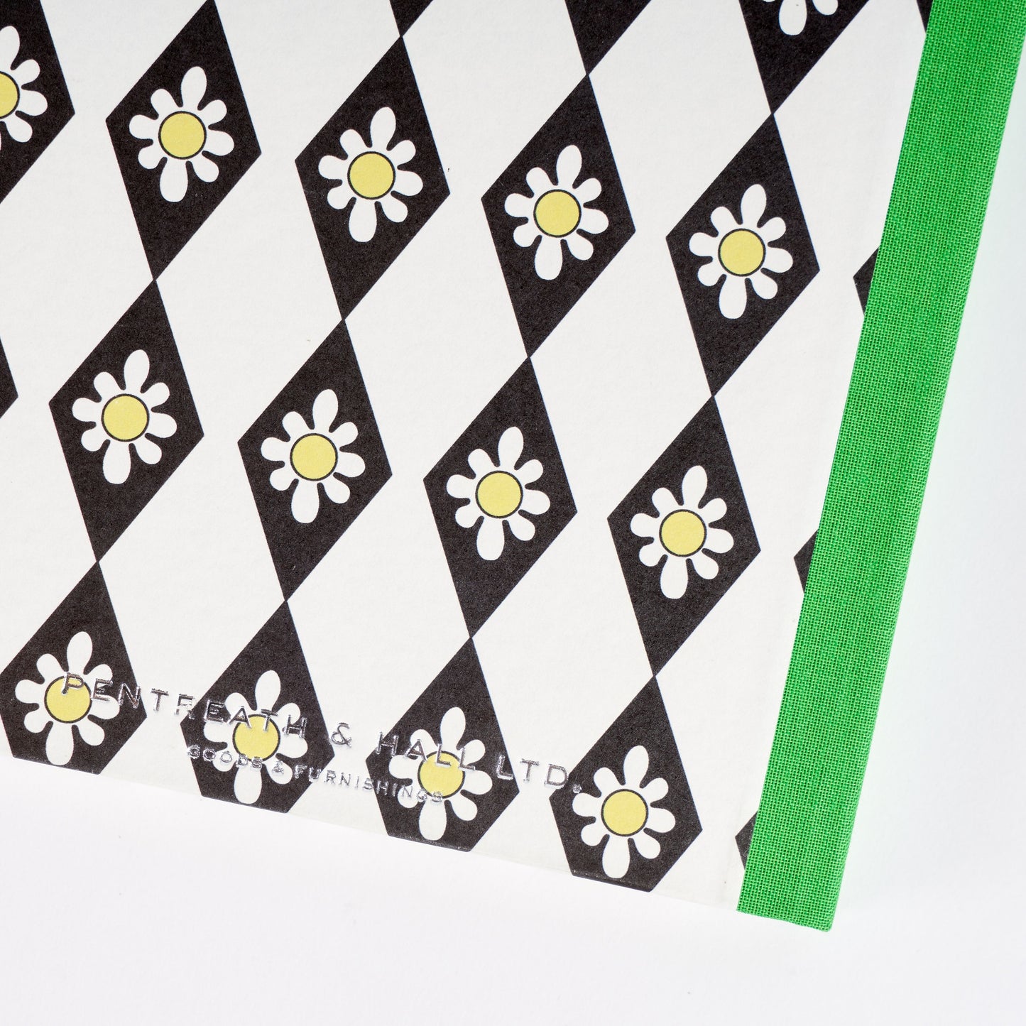 A5 Hardcover Notebook Black Diamond Daisy - Green Grass