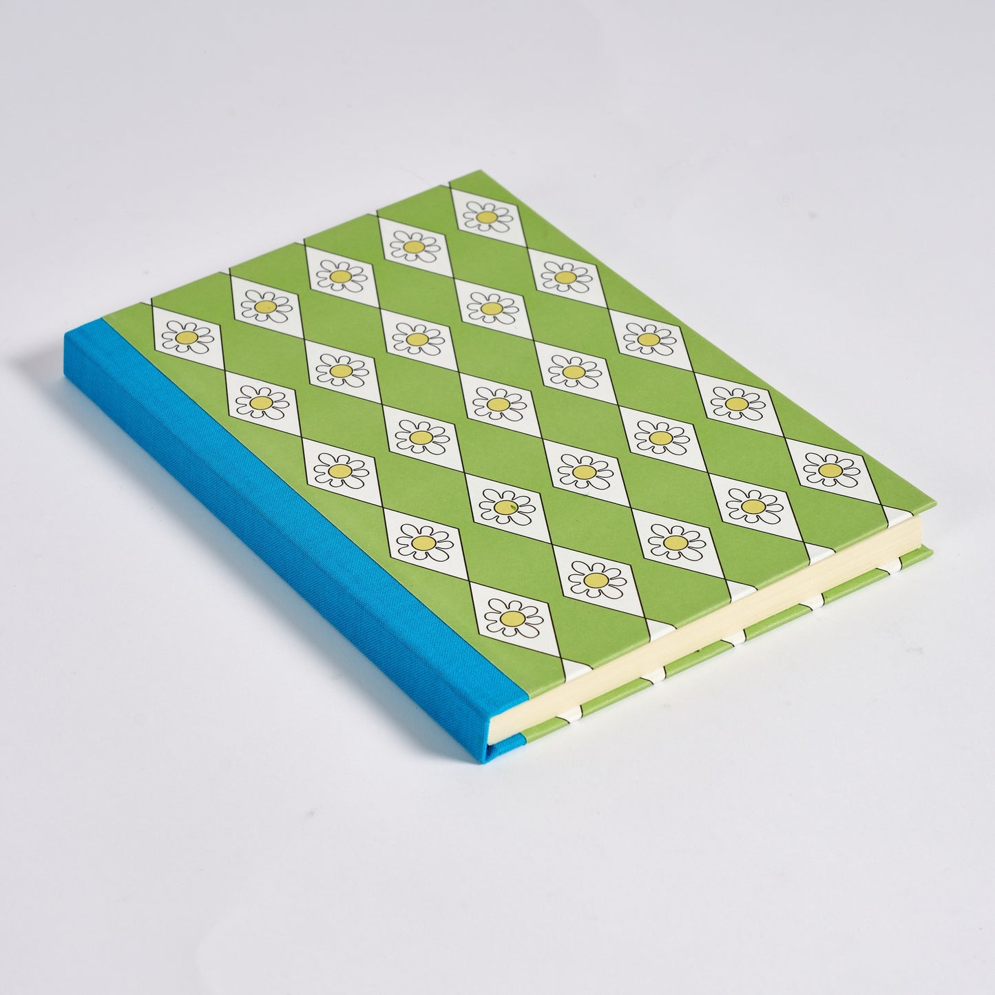 A5 Hardcover Notebook Green Diamond Daisy - Blue