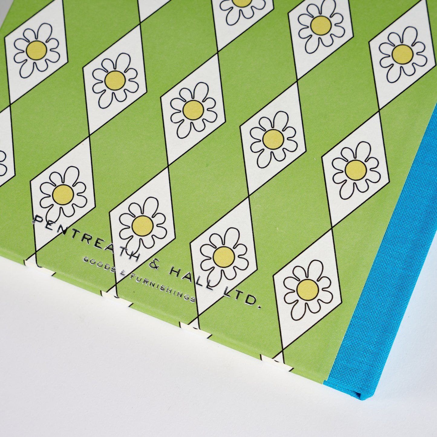 A5 Hardcover Notebook Green Diamond Daisy - Blue