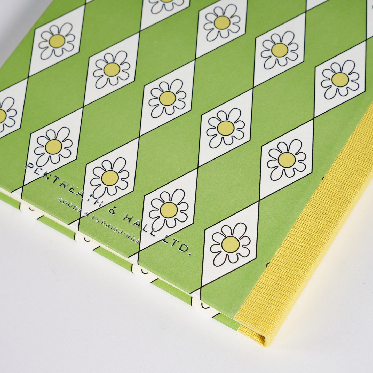 A5 Hardcover Notebook Green Diamond Daisy - Yellow