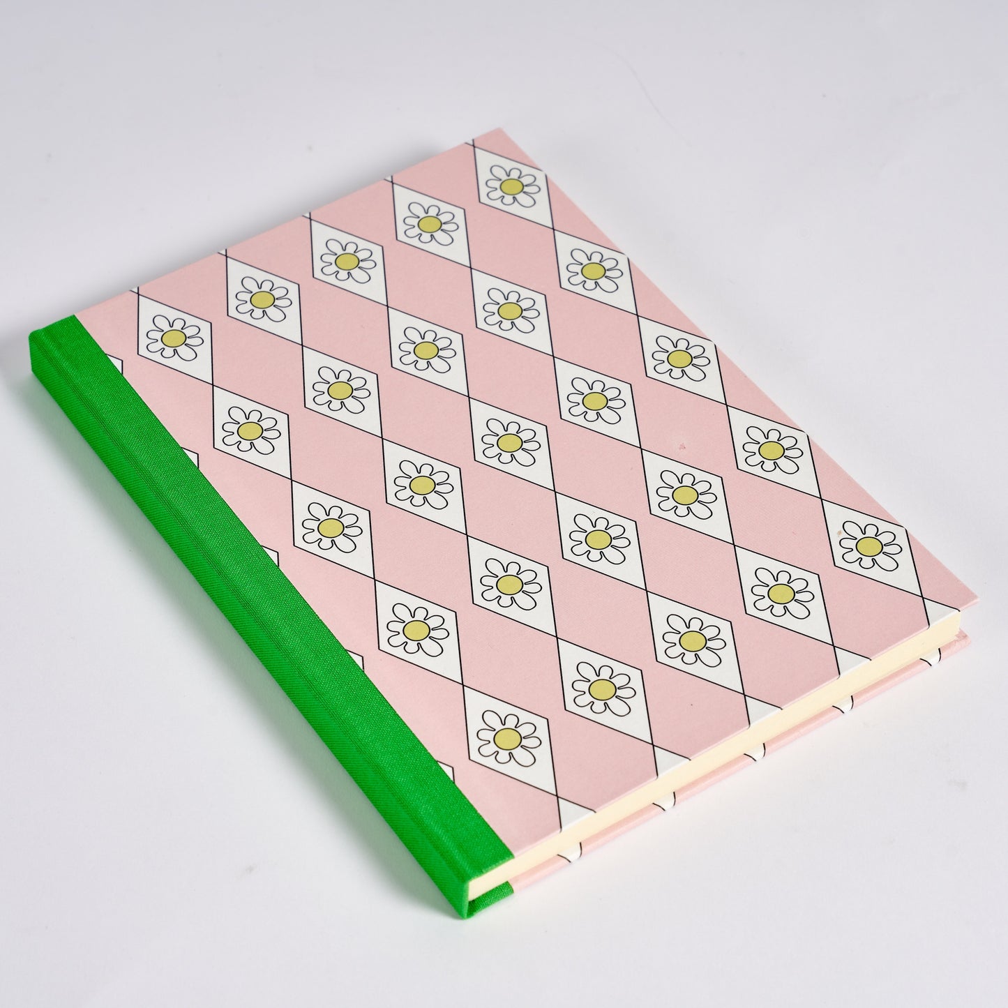 A5 Hardcover Notebook Pink Diamond Daisy - Green Grass