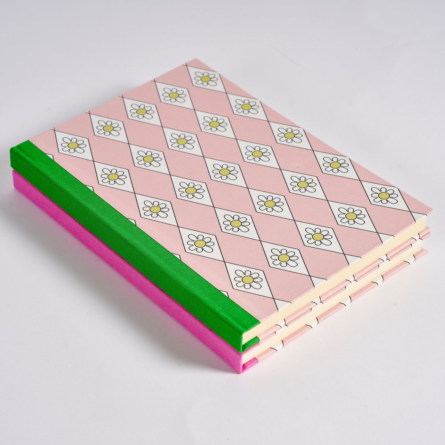A5 Hardcover Notebook Pink Diamond Daisy - Green Grass