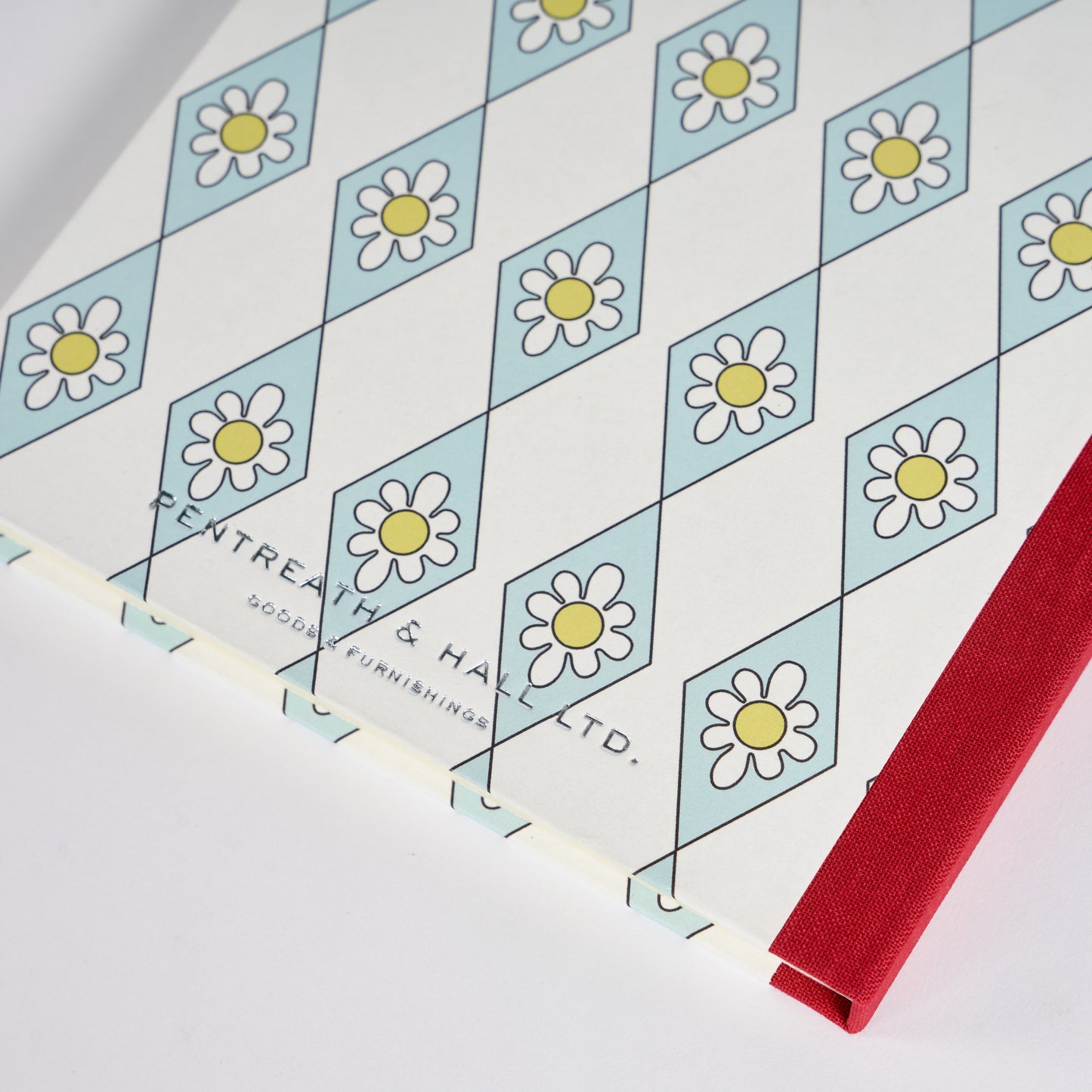 A5 Hardcover Notebook Blue Diamond Daisy - Red