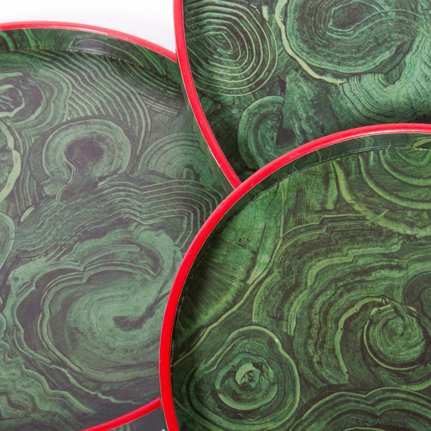 Medium Malachite Tray with Atomic Red Border
